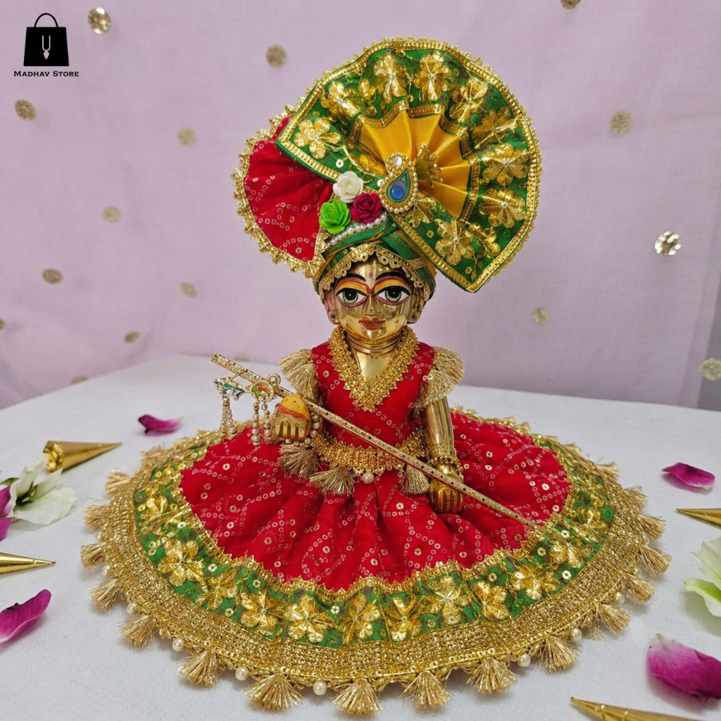 Vrindavan Utsav Silk Janmashtami poshak with heavy Pagdi for Laddu Gopal