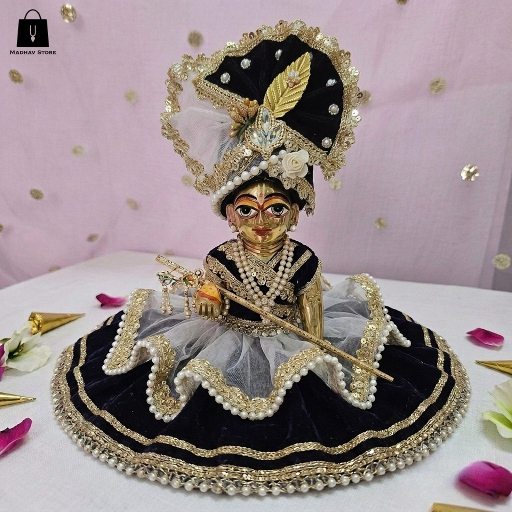 Divya shringar Silk Janmashtami poshak with heavy Pagdi for Laddu Gopal