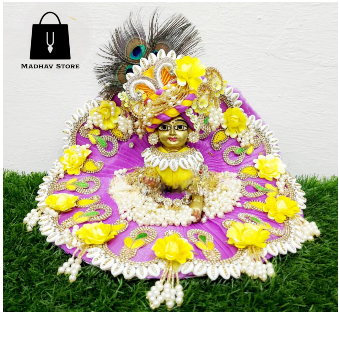 Pink & Yellow Silk Net Janmashtami Dress with heavy Pagdi for Laddu Gopal
