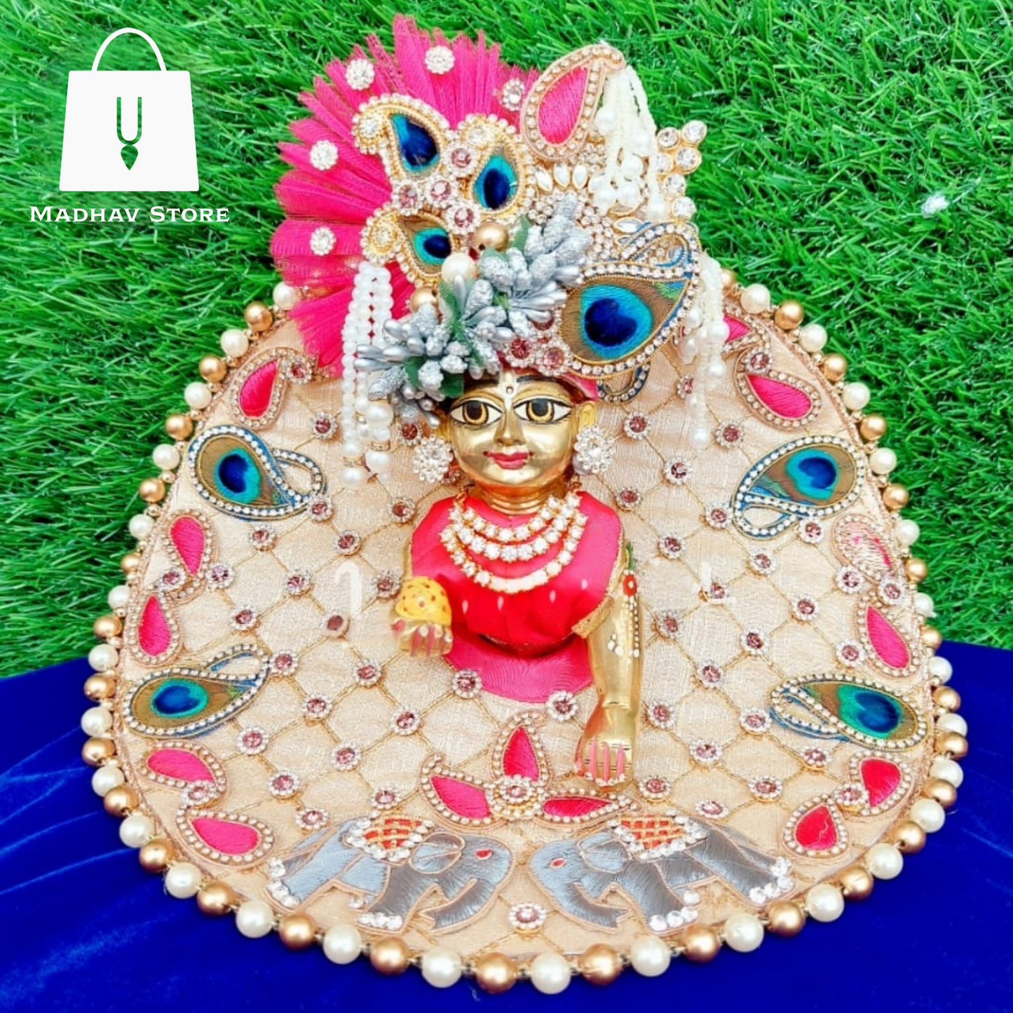 Elephant Theme Janmashtami Dress with heavy Pagdi for Laddu Gopal