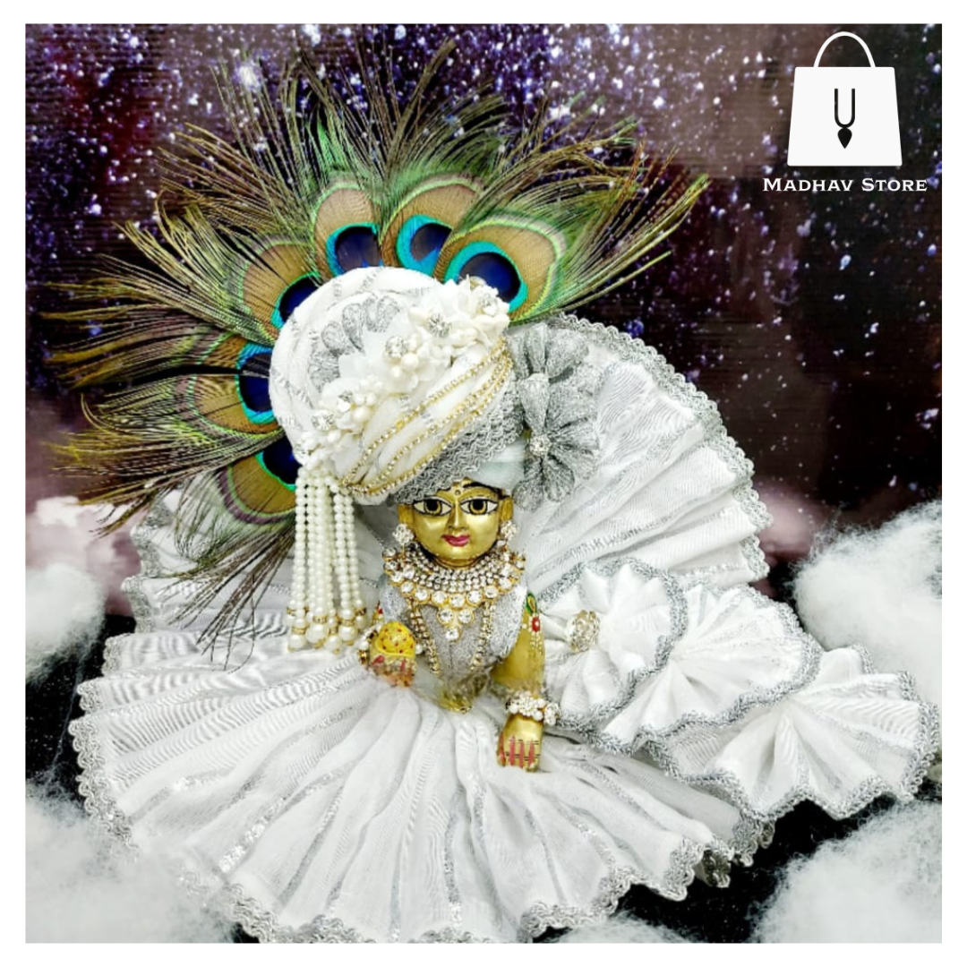 Sharad Purnima special Dress with heavy Pagdi & Haar for Laddu Gopal
