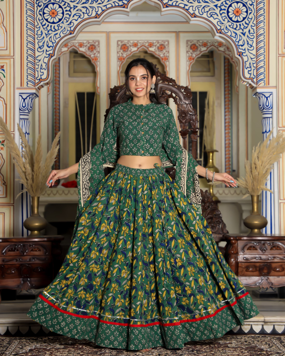 Green and Yellow Gopi Dress