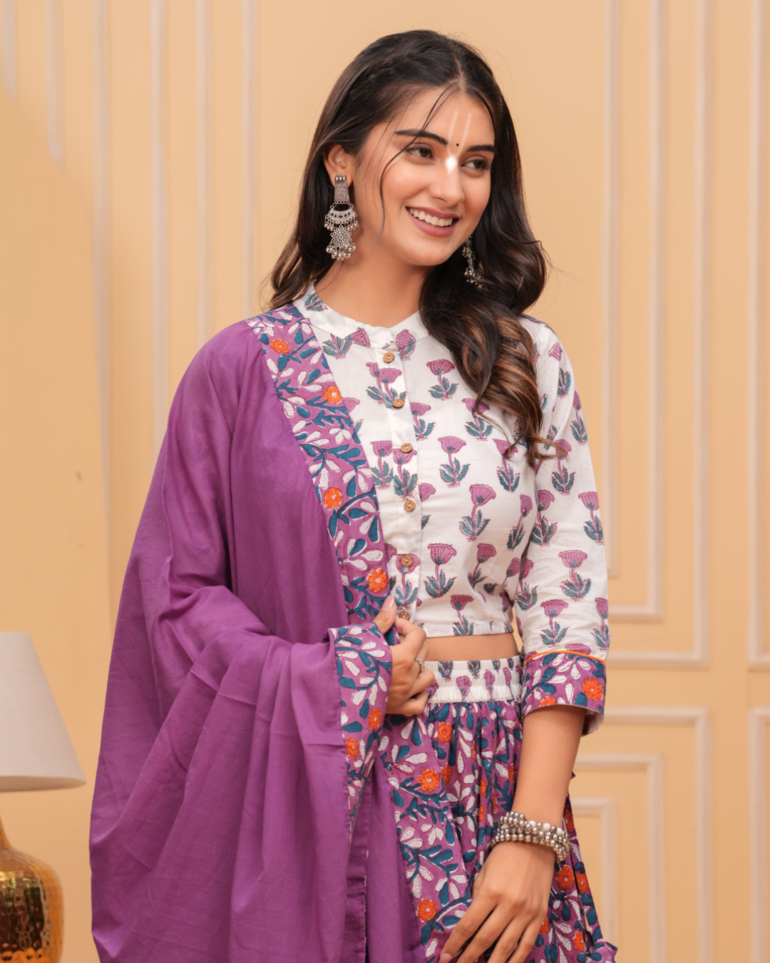 Purple and White Colour Gopi Dress