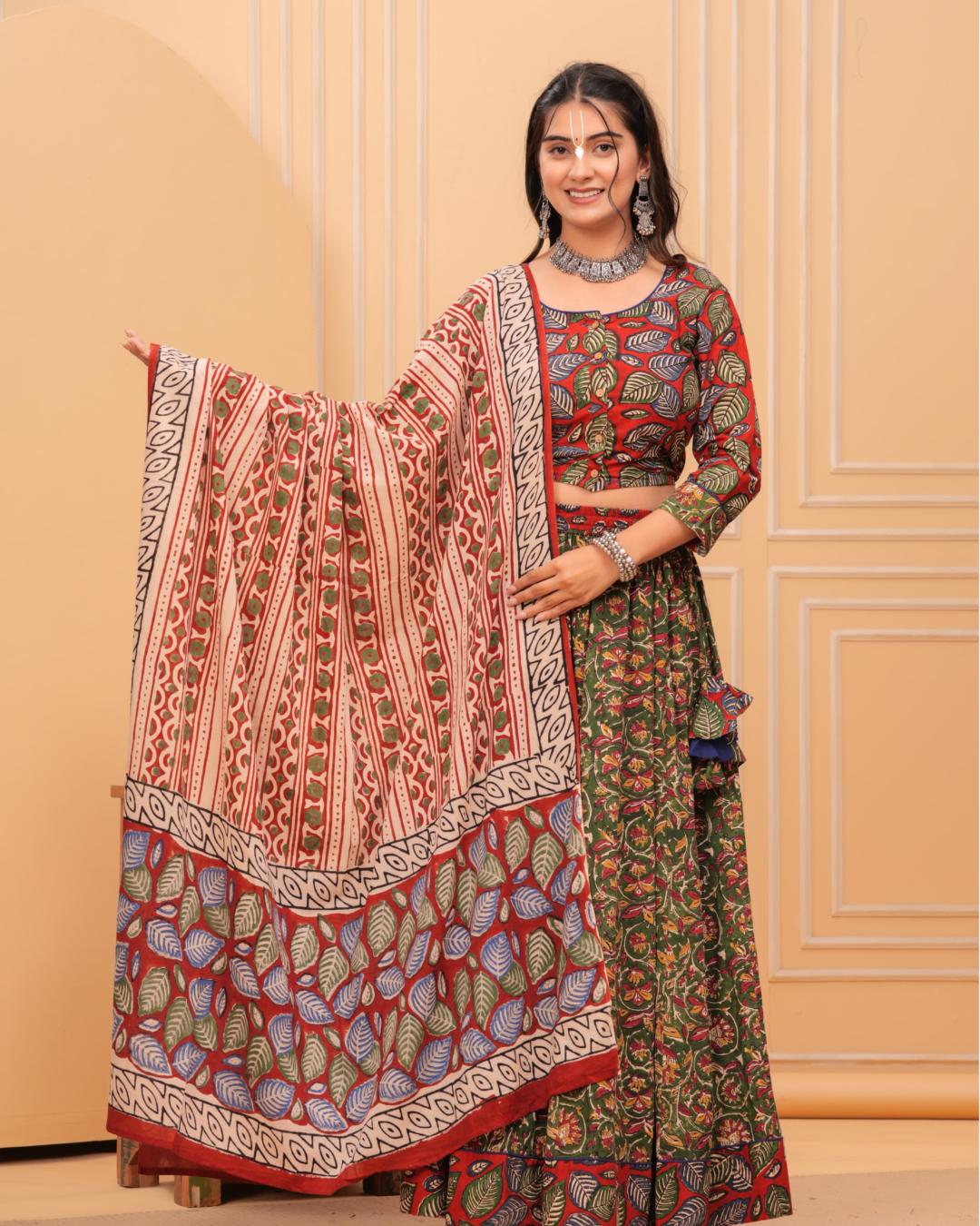 Red and Black Colour Gopi Dress