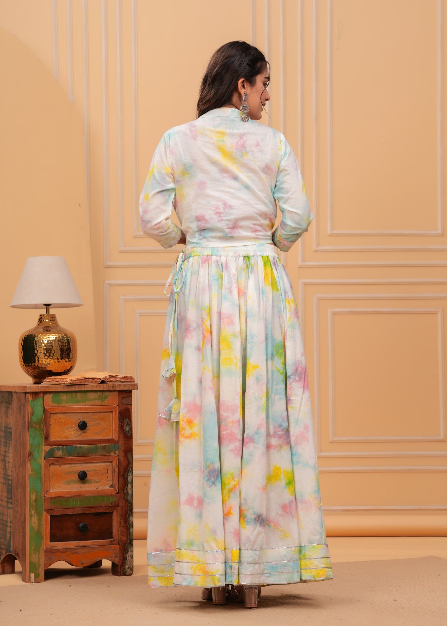 White and Sky Blue Gopi Dress