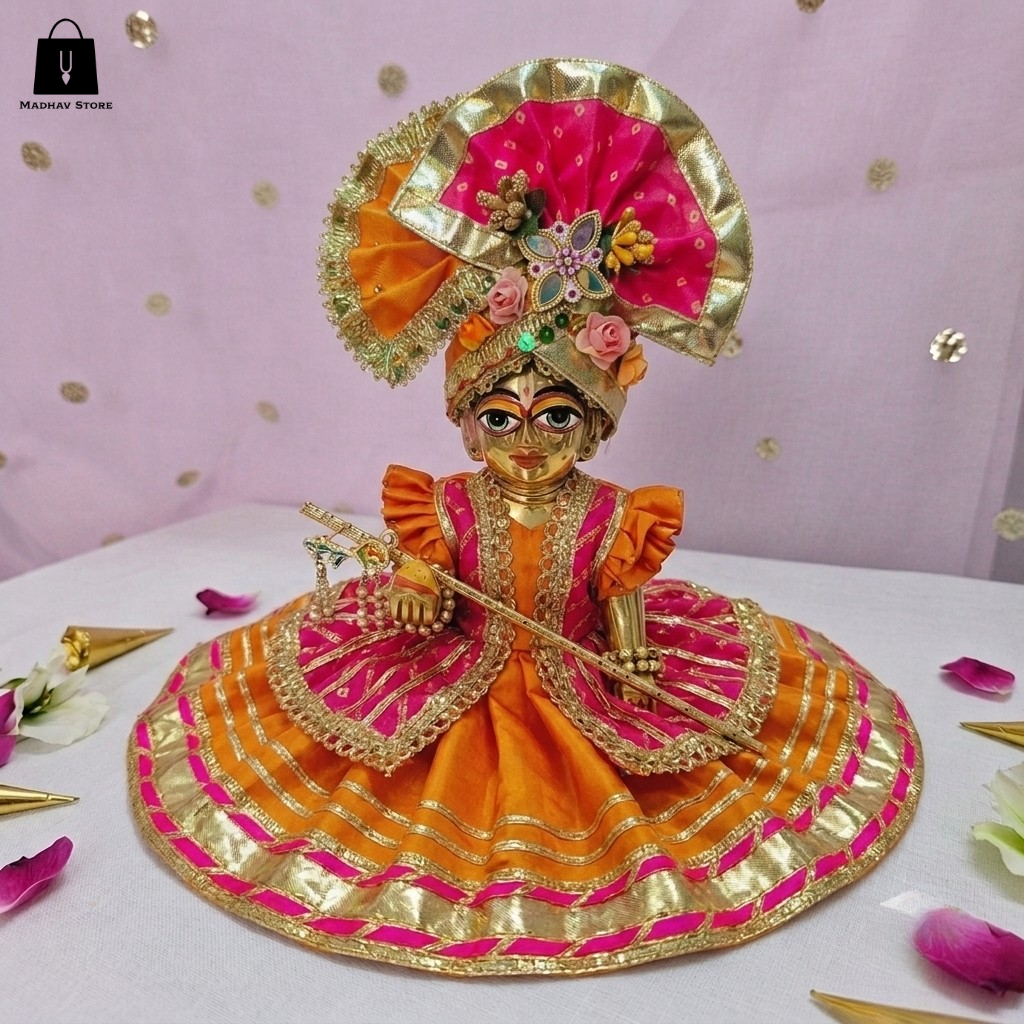 Nikunj Utsav Silk Janmashtami poshak with heavy Pagdi for Laddu Gopal