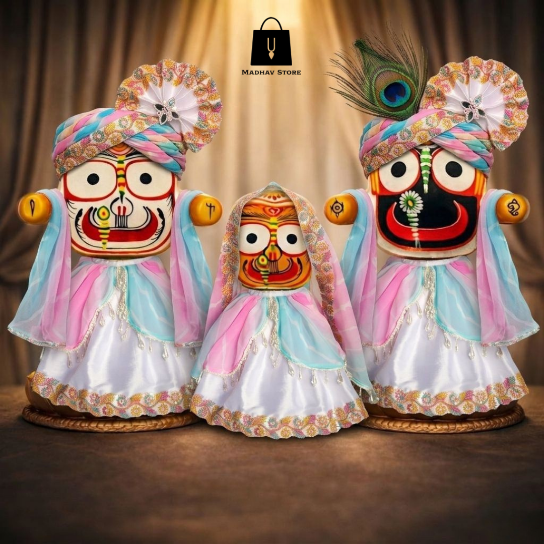 Shveta Madhuri Utsav Poshak | Festival special Premium Summer Dress with Turbans and Chandrika for Jagannath Baladeva Subhadra