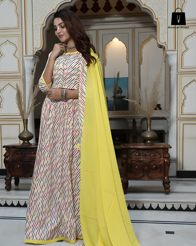 Liladhar Lemon ivory multicolor | Gopi dress collection