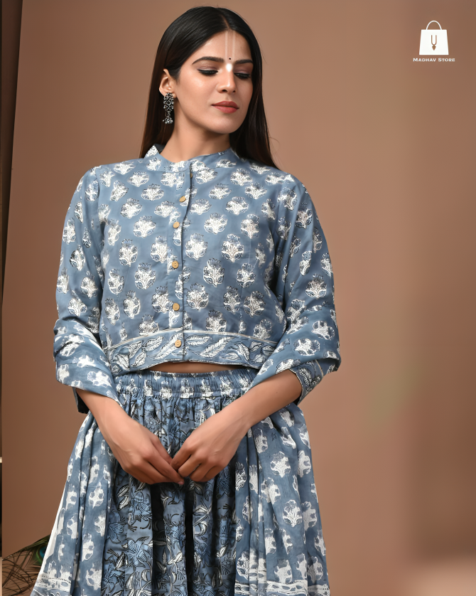 Ghanshyam grey-blue | Gopi dress collection