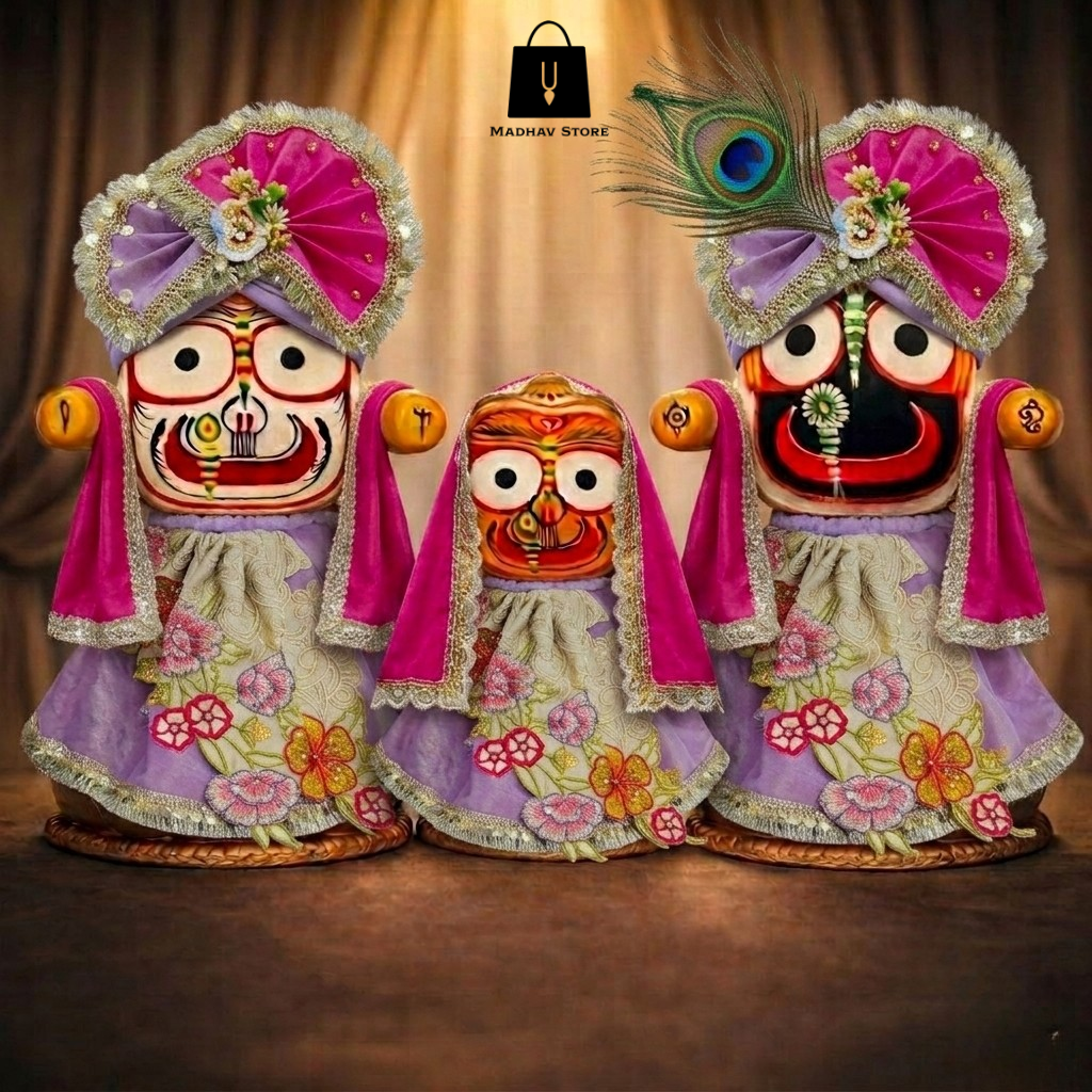 Madhavi pushpa Shringar | Janmashtami special Premium Dress with Turbans and Chandrika for Jagannath Baladeva Subhadra