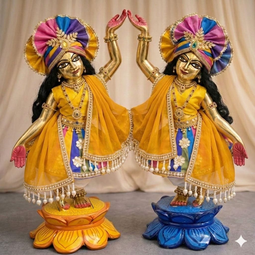 Rang-Tarang Premium Silk Poshak | Festive special silk hand embroidery heavy dress for Gaura Nitai with heavy Pagdi