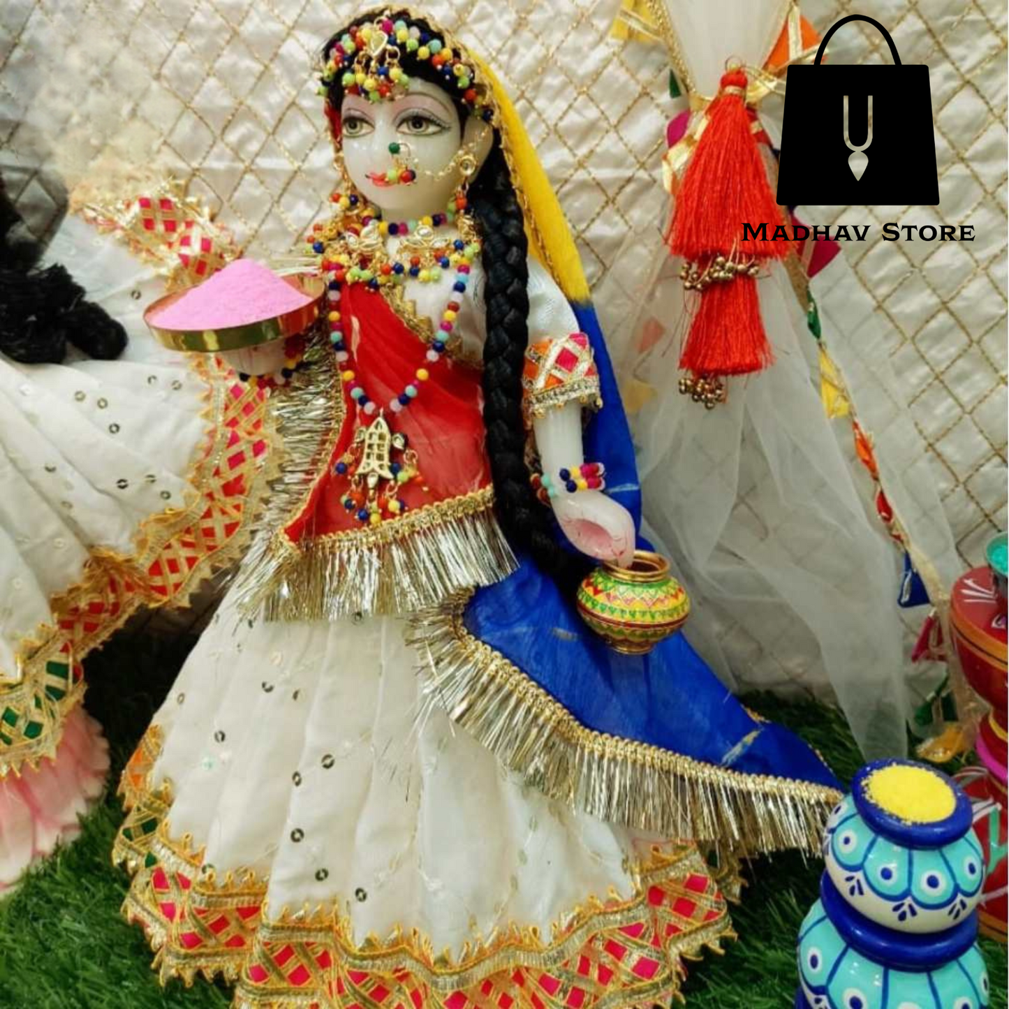 Special Barsana style Holi Dress for Radha Krishna with heavy pagdi