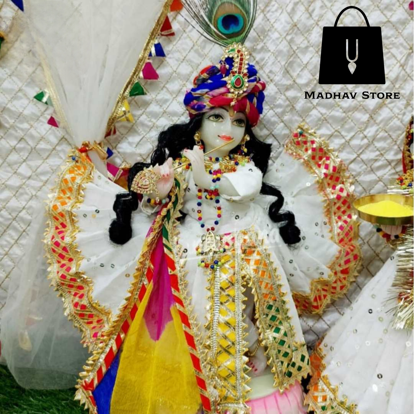 Special Barsana style Holi Dress for Radha Krishna with heavy pagdi