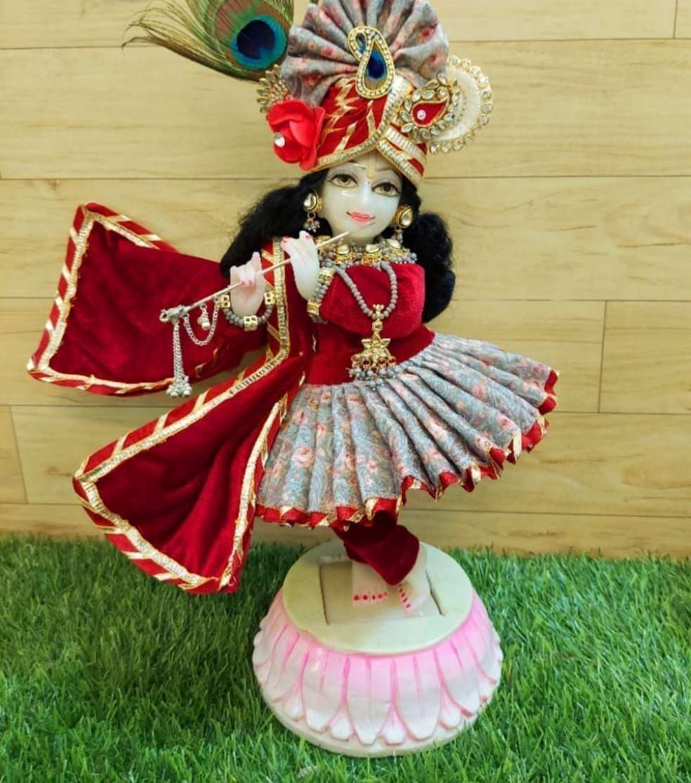 Red Velvet Winter Special Attire for Radha Krishna