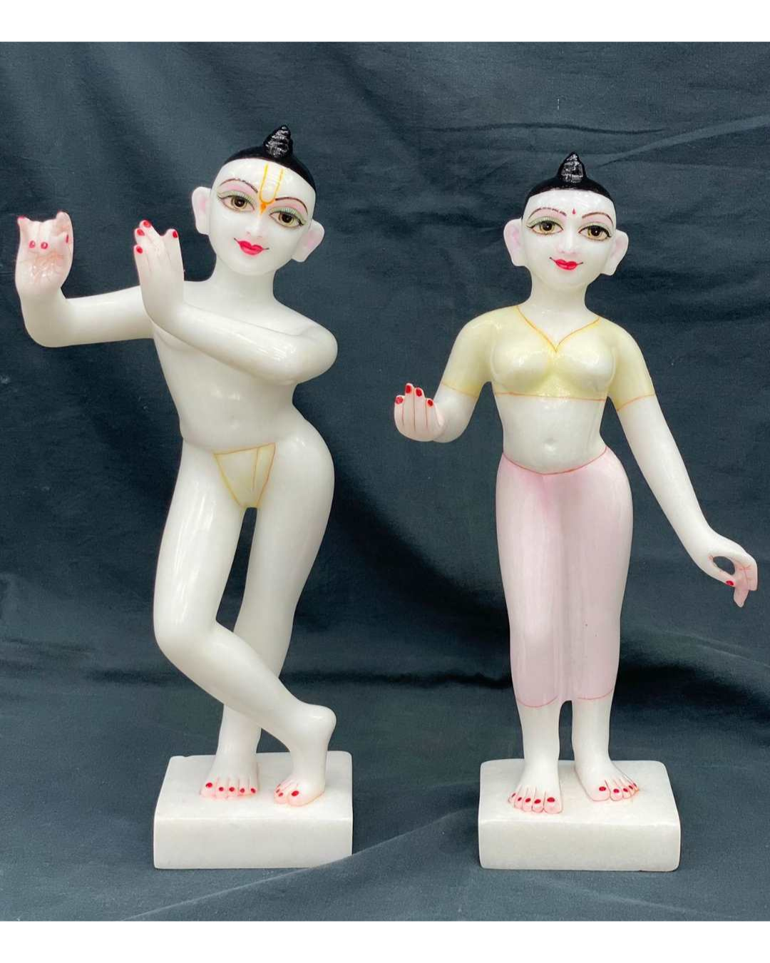 Beautiful Sri Sri Radha Krishna White Makrana Marble Deities