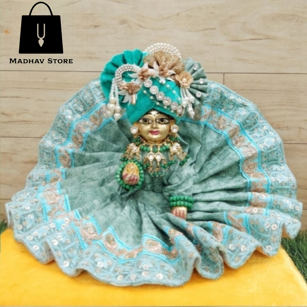 Sea Green Pashmina Dress for Laddu Gopal