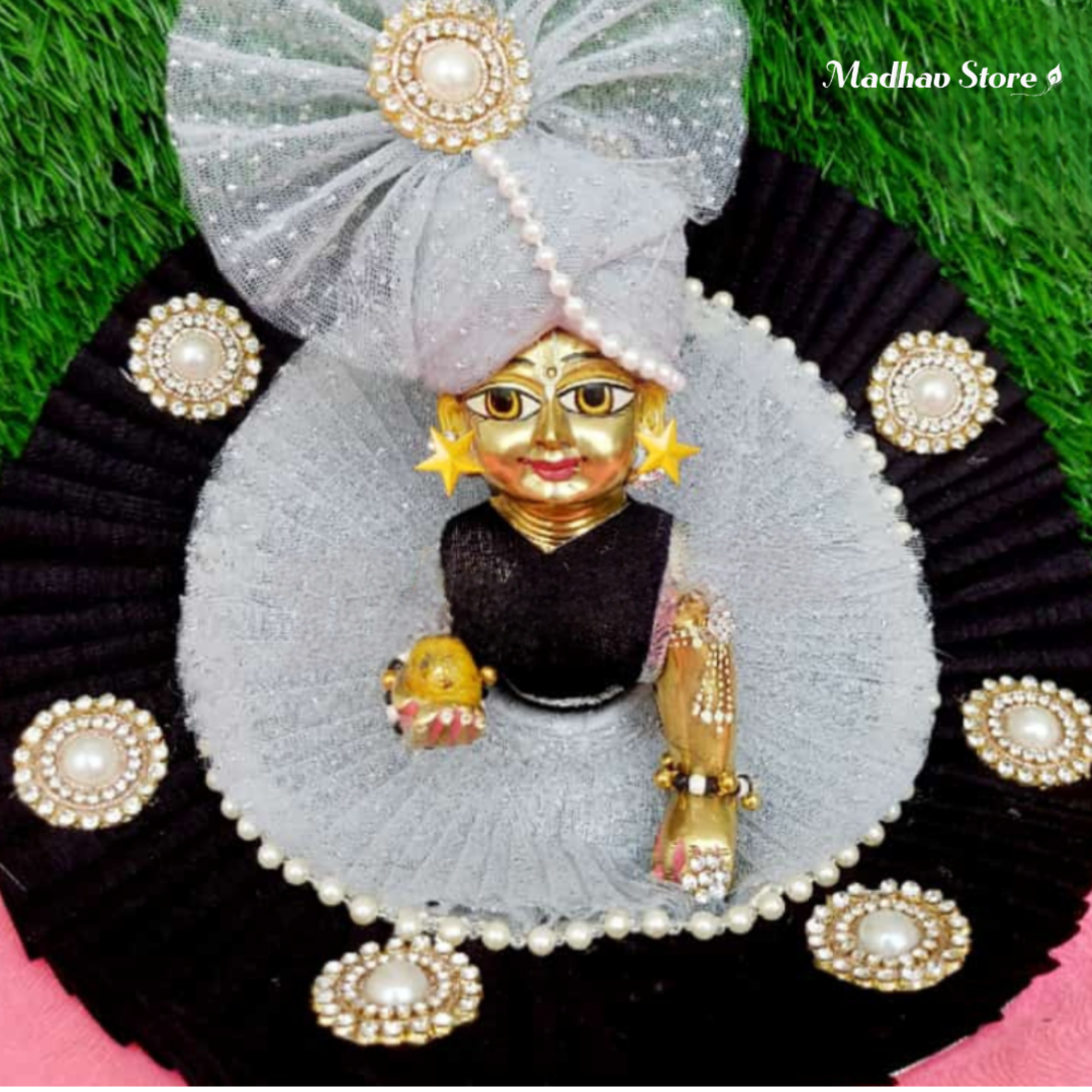 Black & Grey Dress with pagdi for Laddu Gopal
