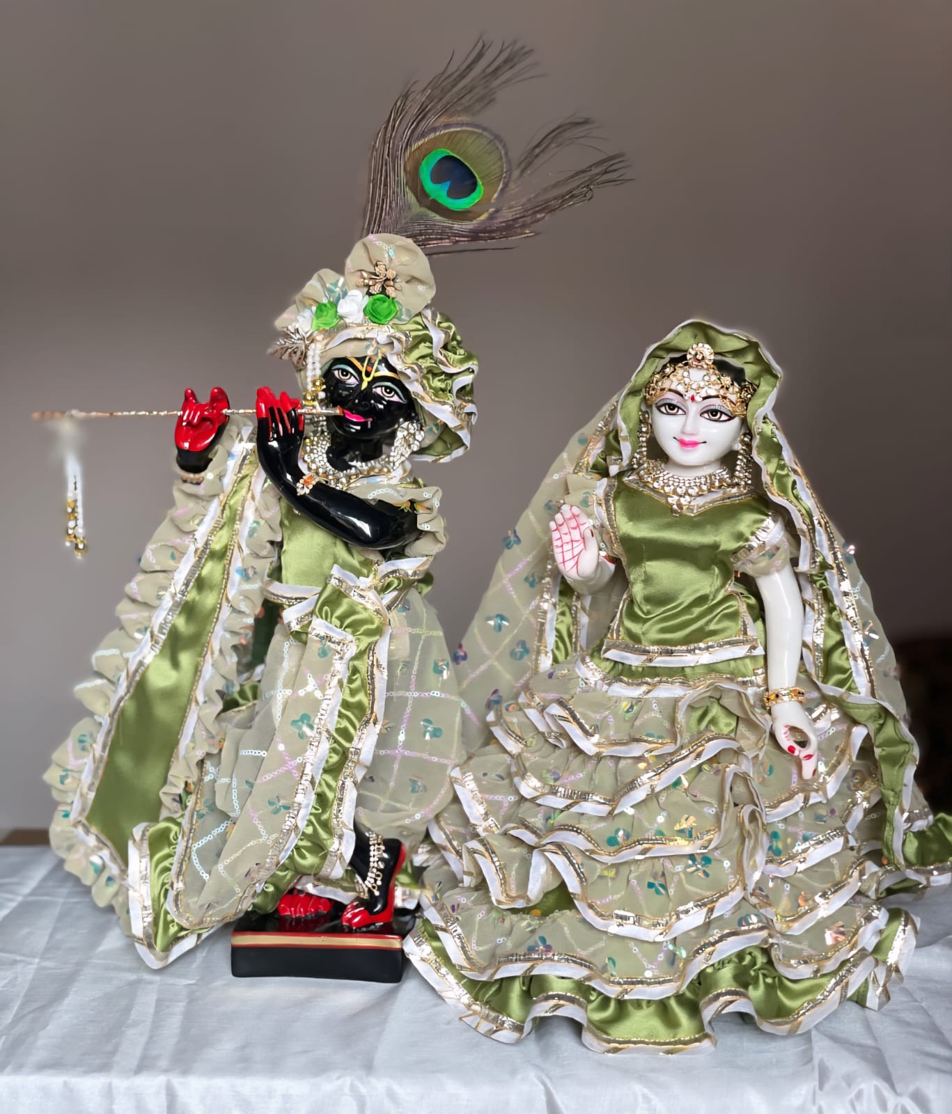 Patra Kunj Shringar | Silk with net heavy dress for Radha Krishna with heavy Pagdi