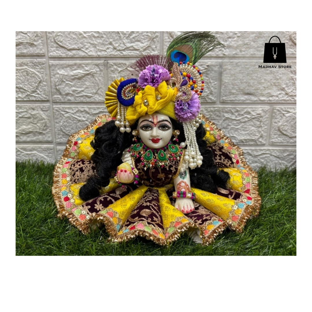 Royal Velvet embroidery Janmashtami Dress with heavy Pagdi for Laddu Gopal