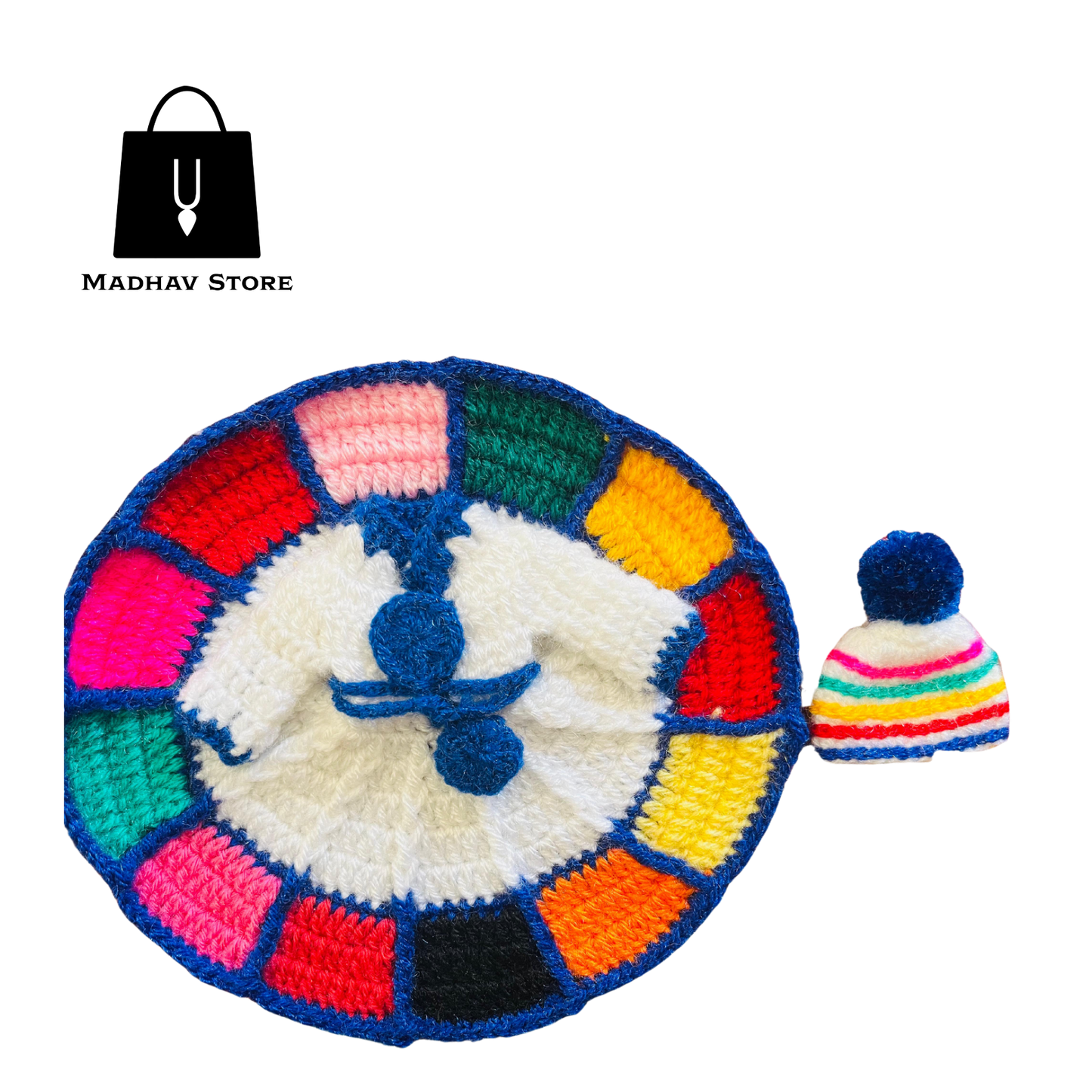 White Rainbow Hand stitched woolen Winter Special Dress for Laddu gopal