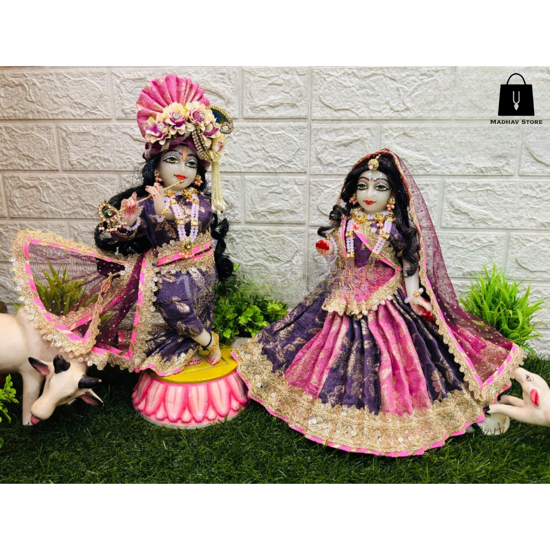 Royal Pink Janmashtami special heavy dress for Radha Krishna with heavy Pagdi