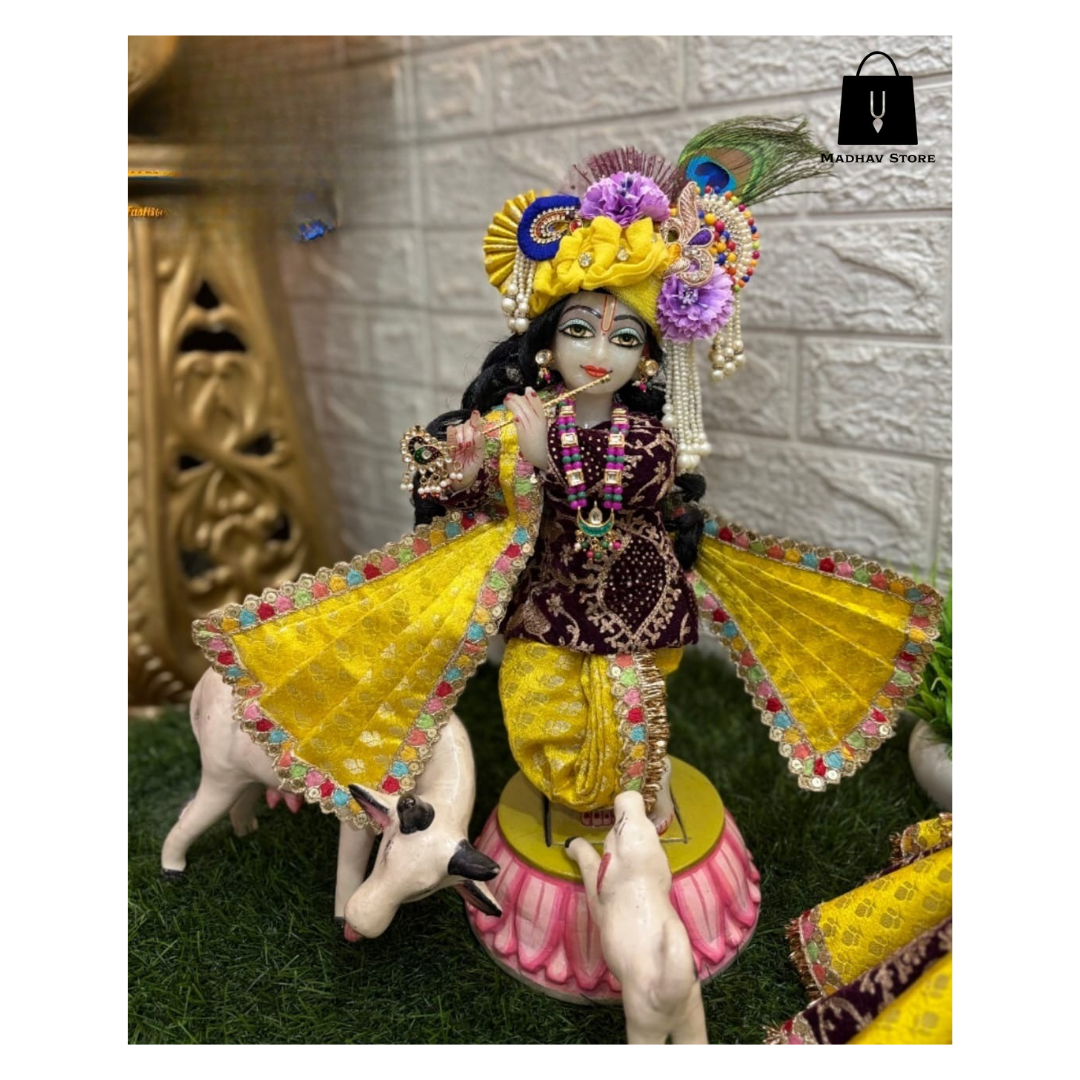 Royal embroidery Janmashtami special heavy dress for Radha Krishna with heavy Pagdi
