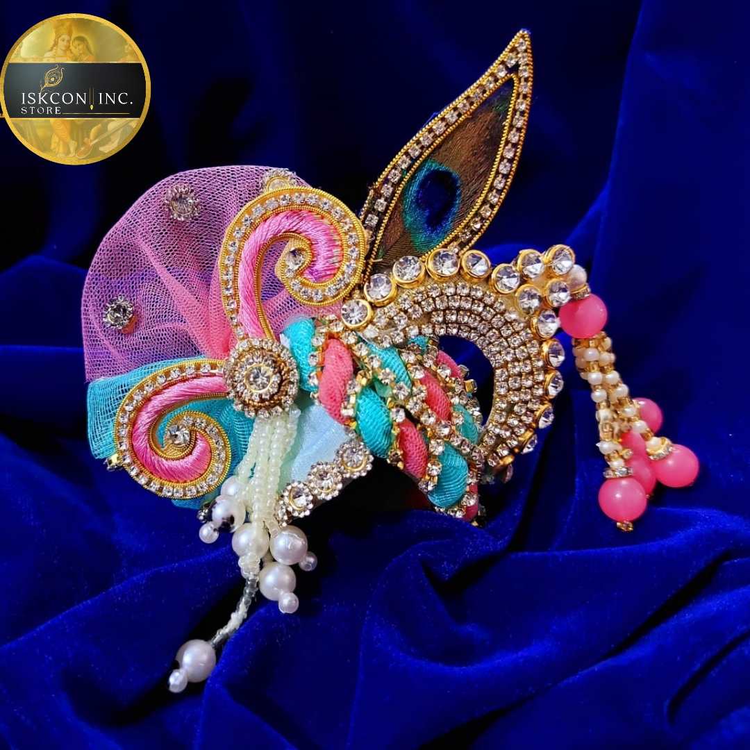 Blue & Pink Pagdi for Krishna
