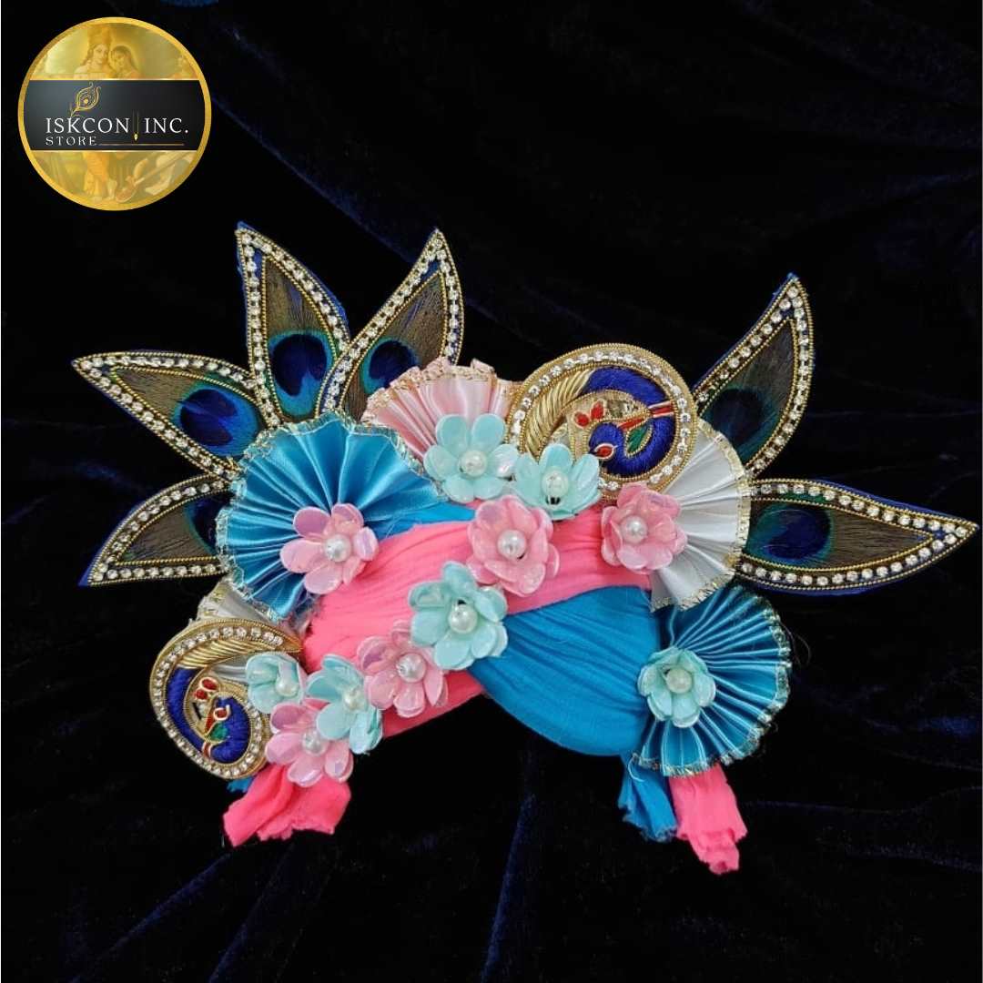 Blue & Pink Pagdi for Krishna