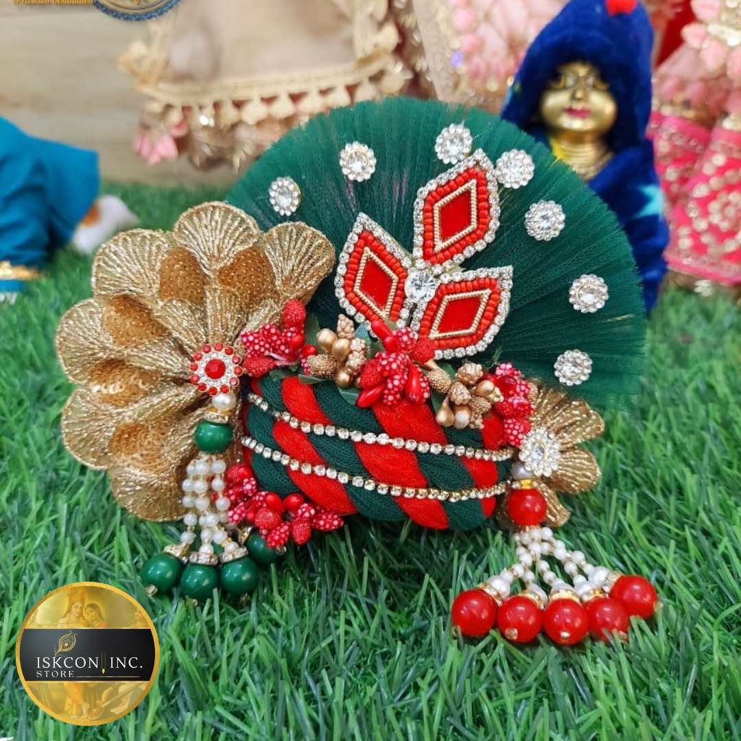 Green & Red Pagdi for Krishna