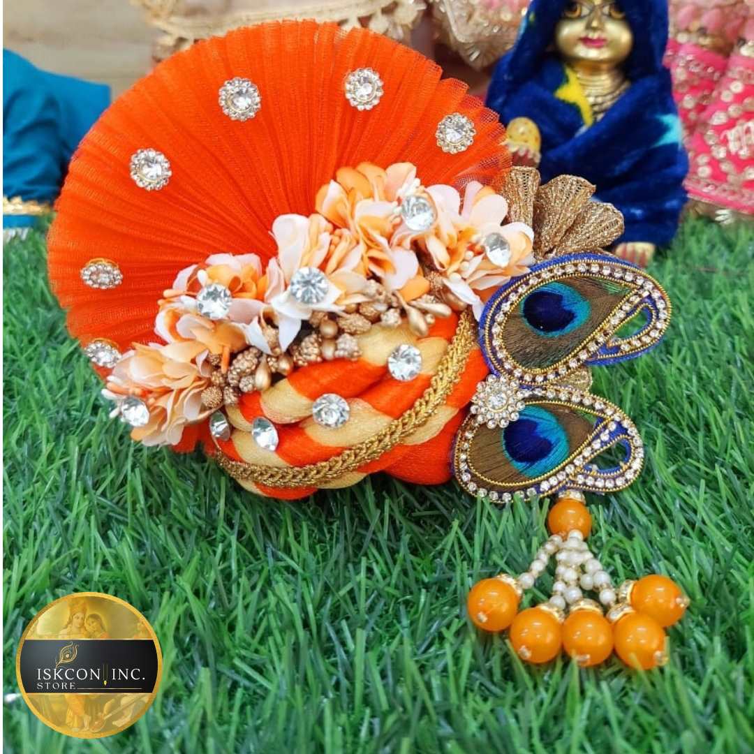 Red & Orange Pagdi for Krishna