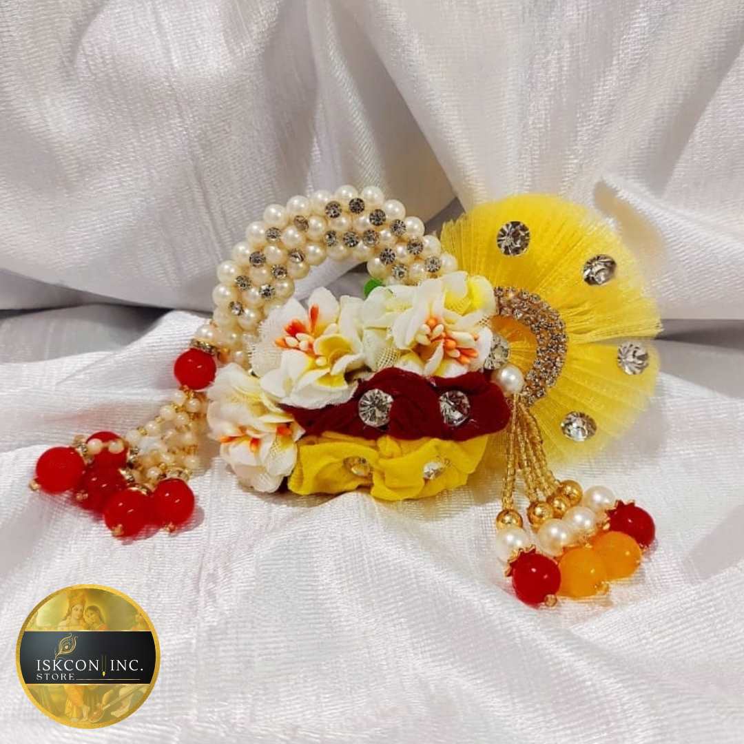 Crystal yellow Pagdi for Krishna