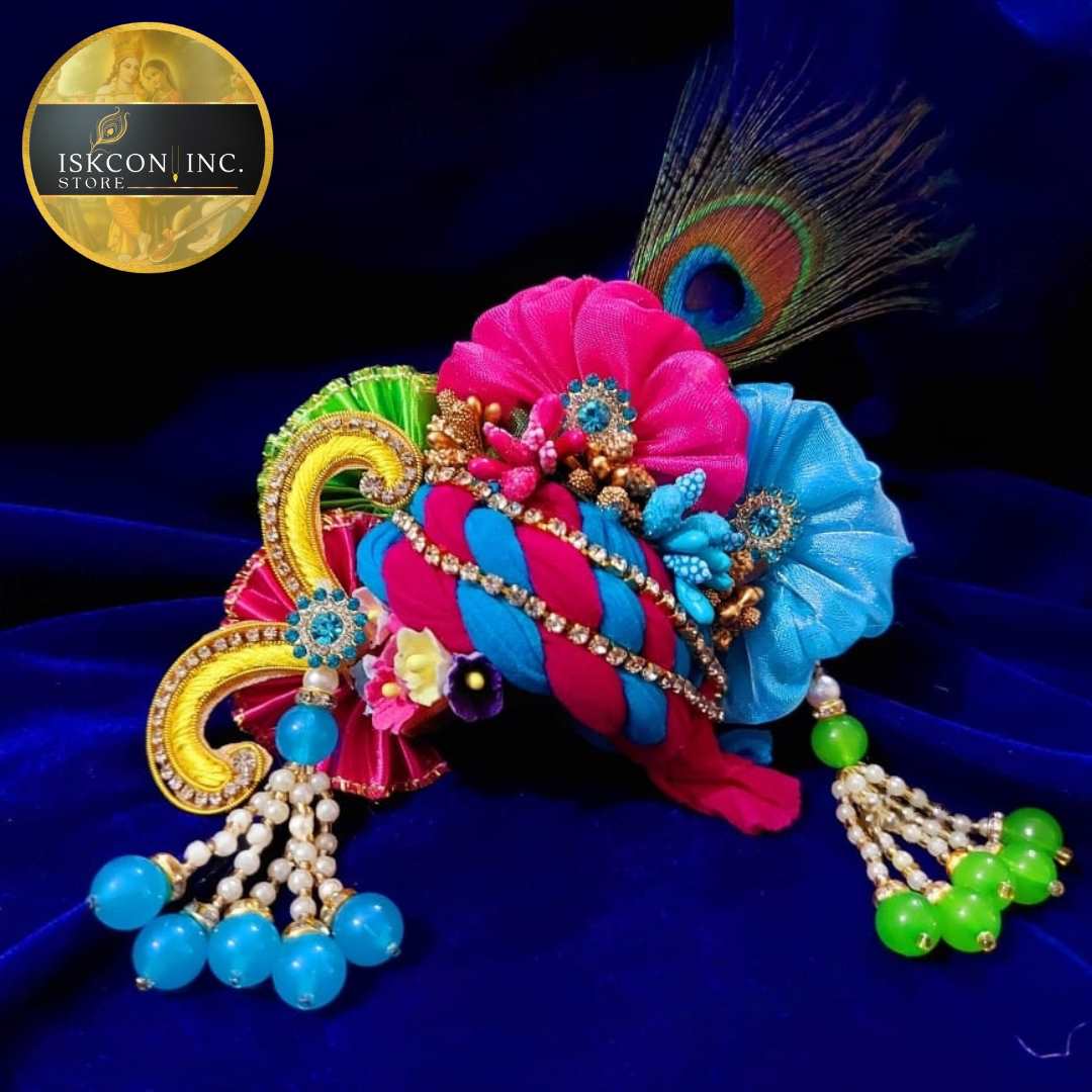 Blue & Pink Pagdi for Krishna