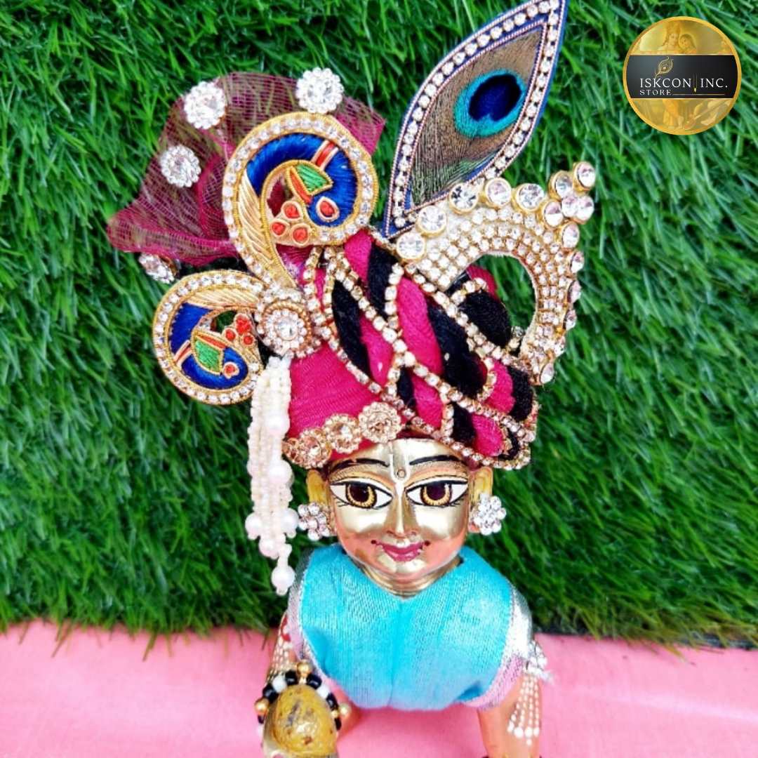 Black & Pink Pagdi for Krishna