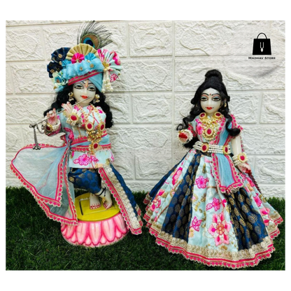 Colourful Janmashtami special heavy dress for Radha Krishna with heavy Pagdi