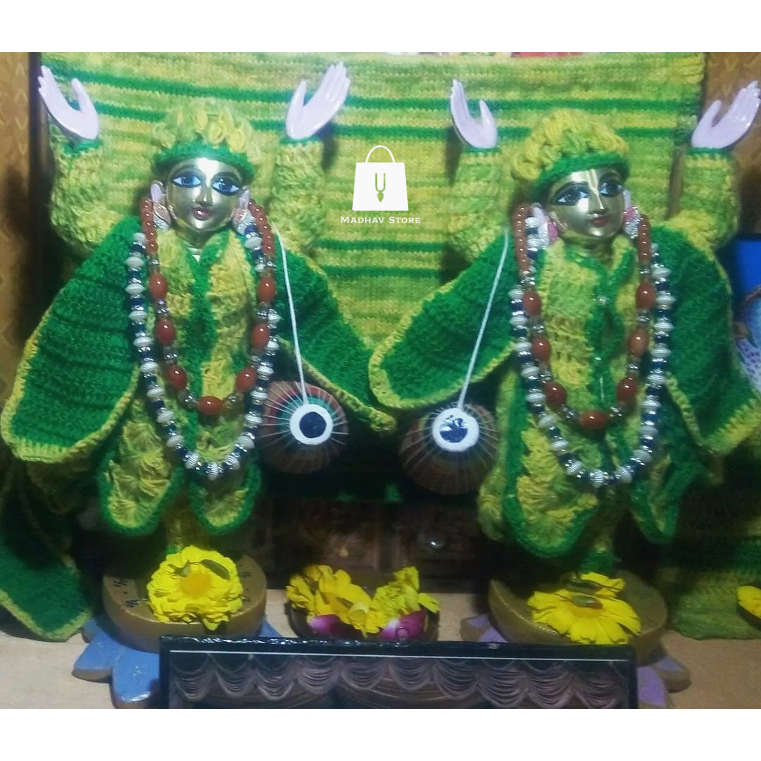 Green Hand Stiched woolen Winter Special Dress for Gaura Nitai