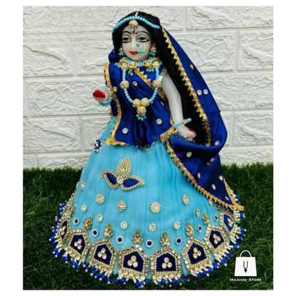 Sky & Navy Blue Janmashtami special heavy dress for Radha Krishna with heavy Pagdi