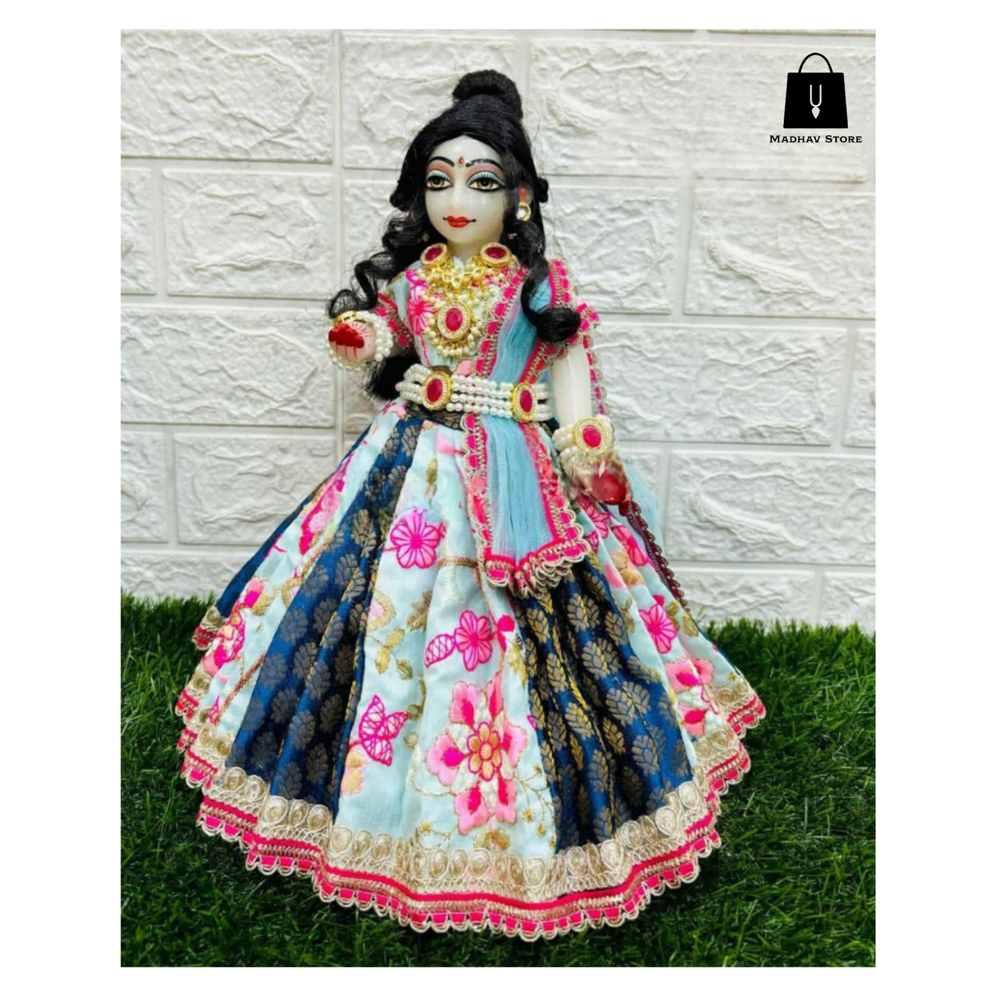 Colourful Janmashtami special heavy dress for Radha Krishna with heavy Pagdi