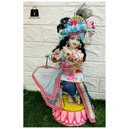 Colourful Janmashtami special heavy dress for Radha Krishna with heavy Pagdi