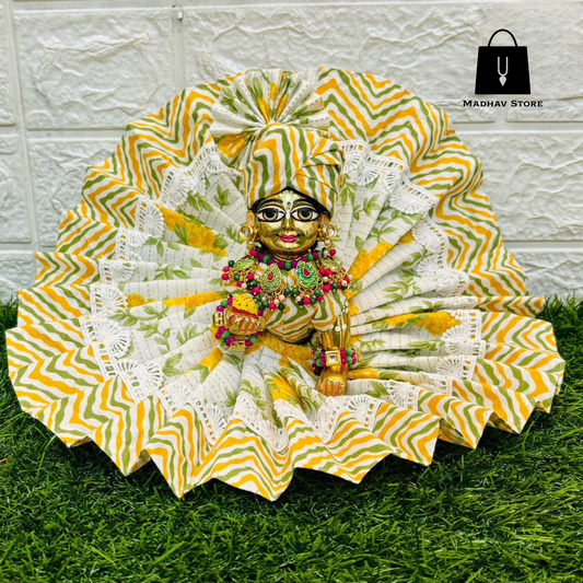 Yellow & White Summer special Dress with Pagdi for Laddu Gopal