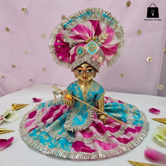 Rasa Rang Silk Janmashtami poshak with heavy Pagdi for Laddu Gopal