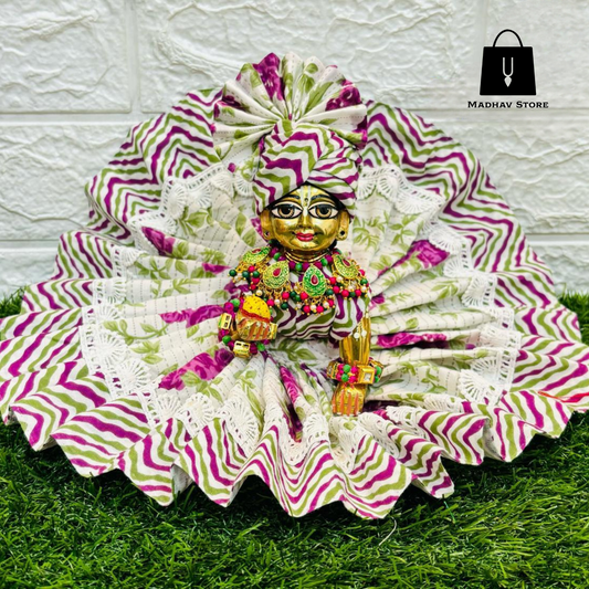 Violet & White Summer special Dress with Pagdi for Laddu Gopal