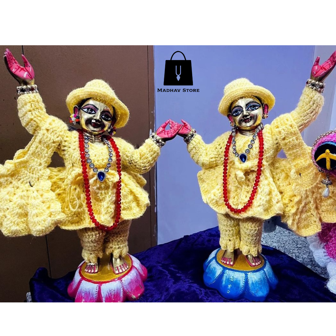 Yellow Hand Stiched woolen Winter Special Dress for Gaura Nitai