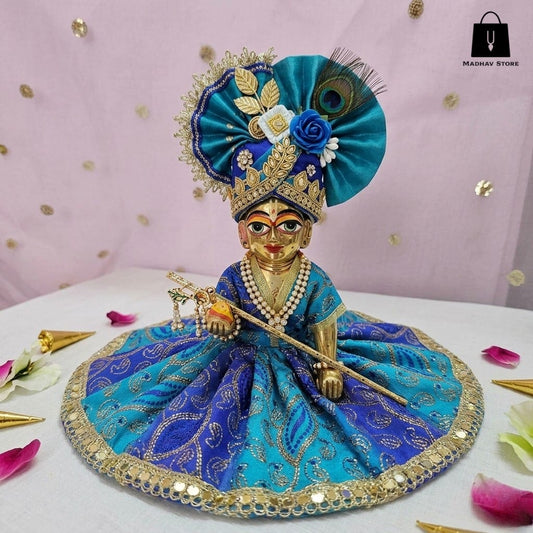 Yamuna-tarang Silk Janmashtami poshak with heavy Pagdi for Laddu Gopal