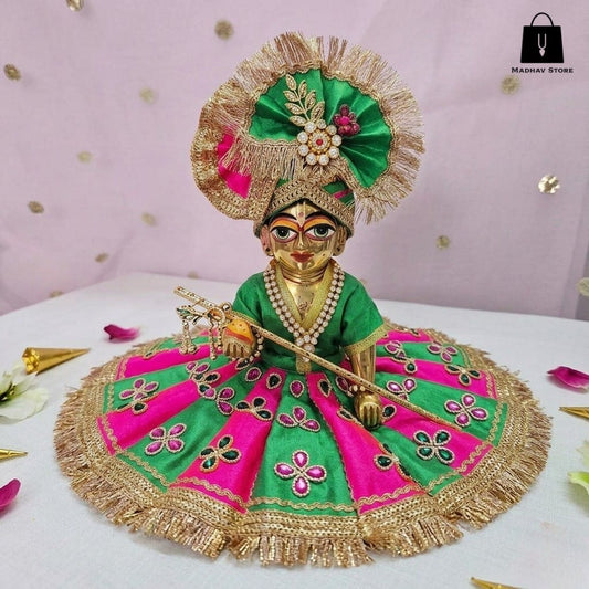 Vana Mohini Silk Janmashtami poshak with heavy Pagdi for Laddu Gopal