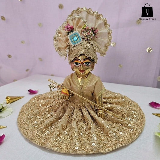Suvarna Mahotsav Silk Janmashtami poshak with heavy Pagdi for Laddu Gopal