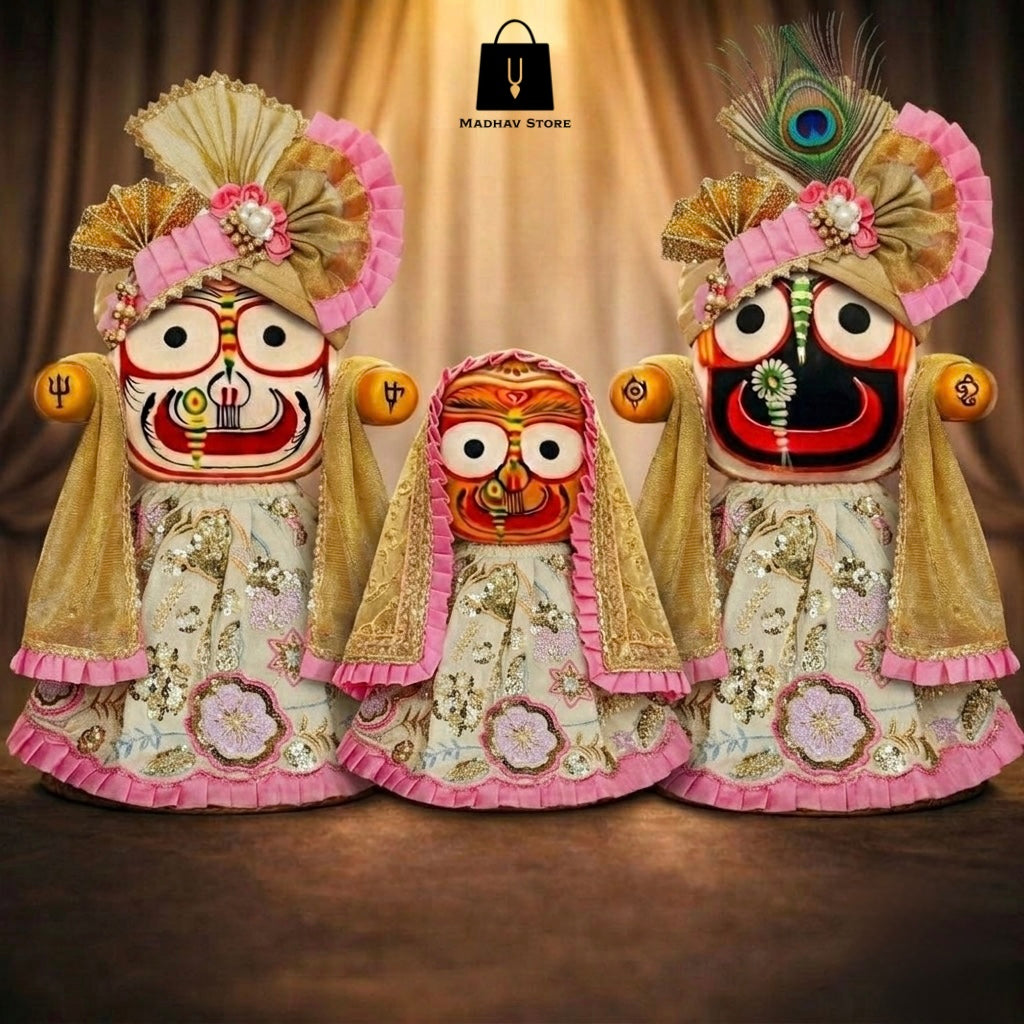 Kamal Madhuri Shringar | Janmashtami special Premium Dress with Turbans and Chandrika for Jagannath Baladeva Subhadra