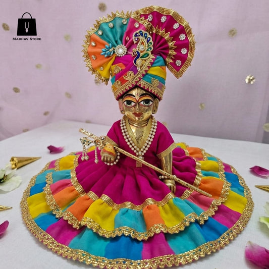 Rangotsav Maharaj Poshak Premium Cotton dress set for Laddu Gopal with Turban