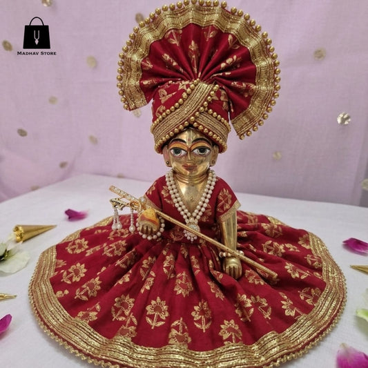 Ruby Blossom Poshak Premium Cotton dress set for Laddu Gopal with Turban