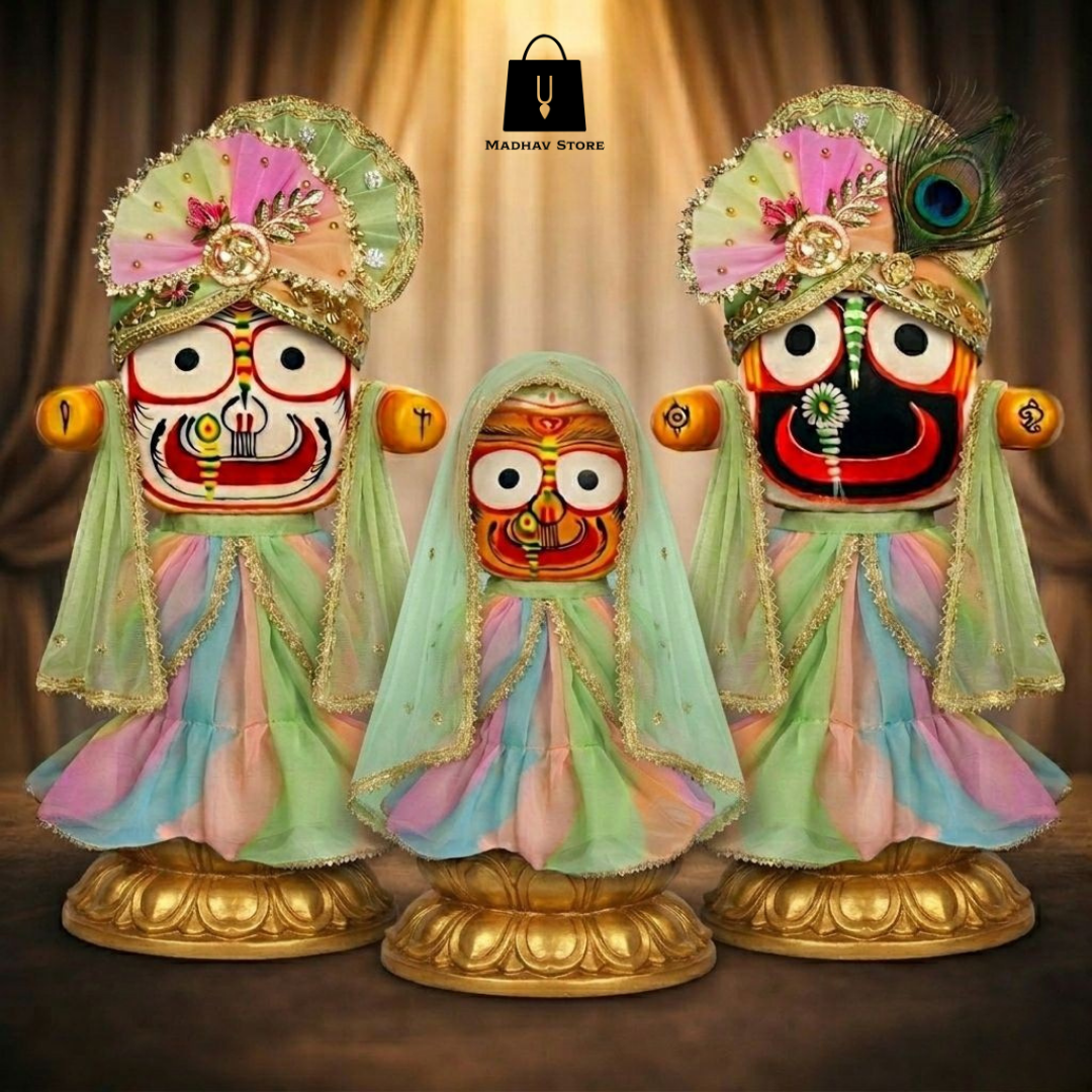 Ananda Vraja Pastel Poshak | Festival special Premium Summer Dress with Turbans and Chandrika for Jagannath Baladeva Subhadra