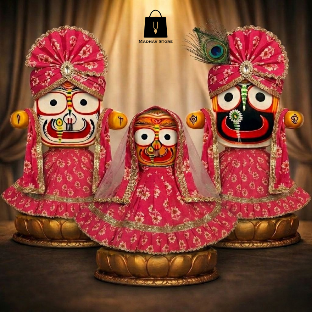 Gulabi Kunja Utsav Poshak | Festival special Premium Summer Dress with Turbans and Chandrika for Jagannath Baladeva Subhadra
